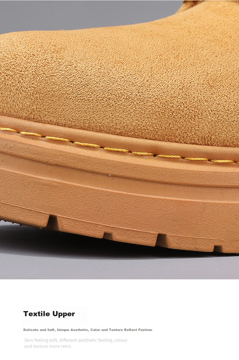 Huili Men's Martin Boots, 2025 Autumn And Winter New Style Men's Hiking Fleece-Lined Snow Boots, Warm Cotton Shoes, Khaki, Size 41 8
