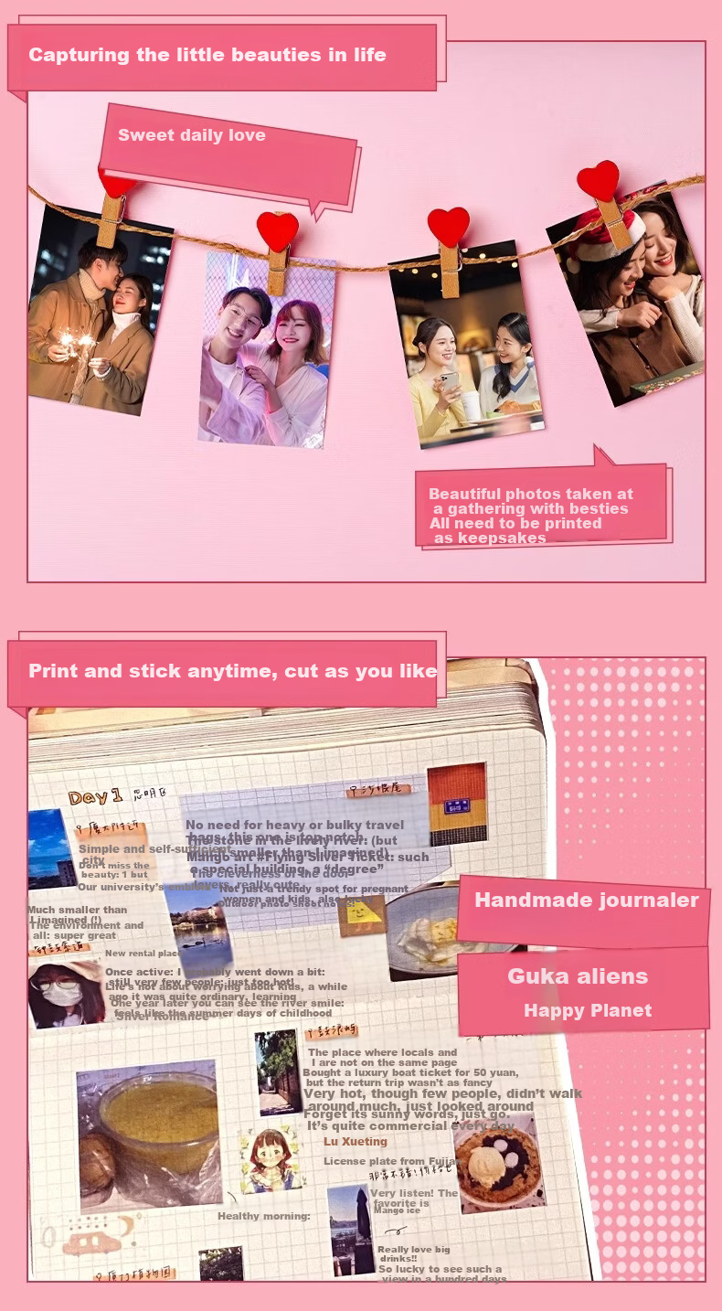 HPRT Instant Mobile Wireless Home Portable 3-Inch Pocket Color Photo Printer Thermal Sublimation HD Mini AR Video Photo Printer CP2100 (Pink) 15