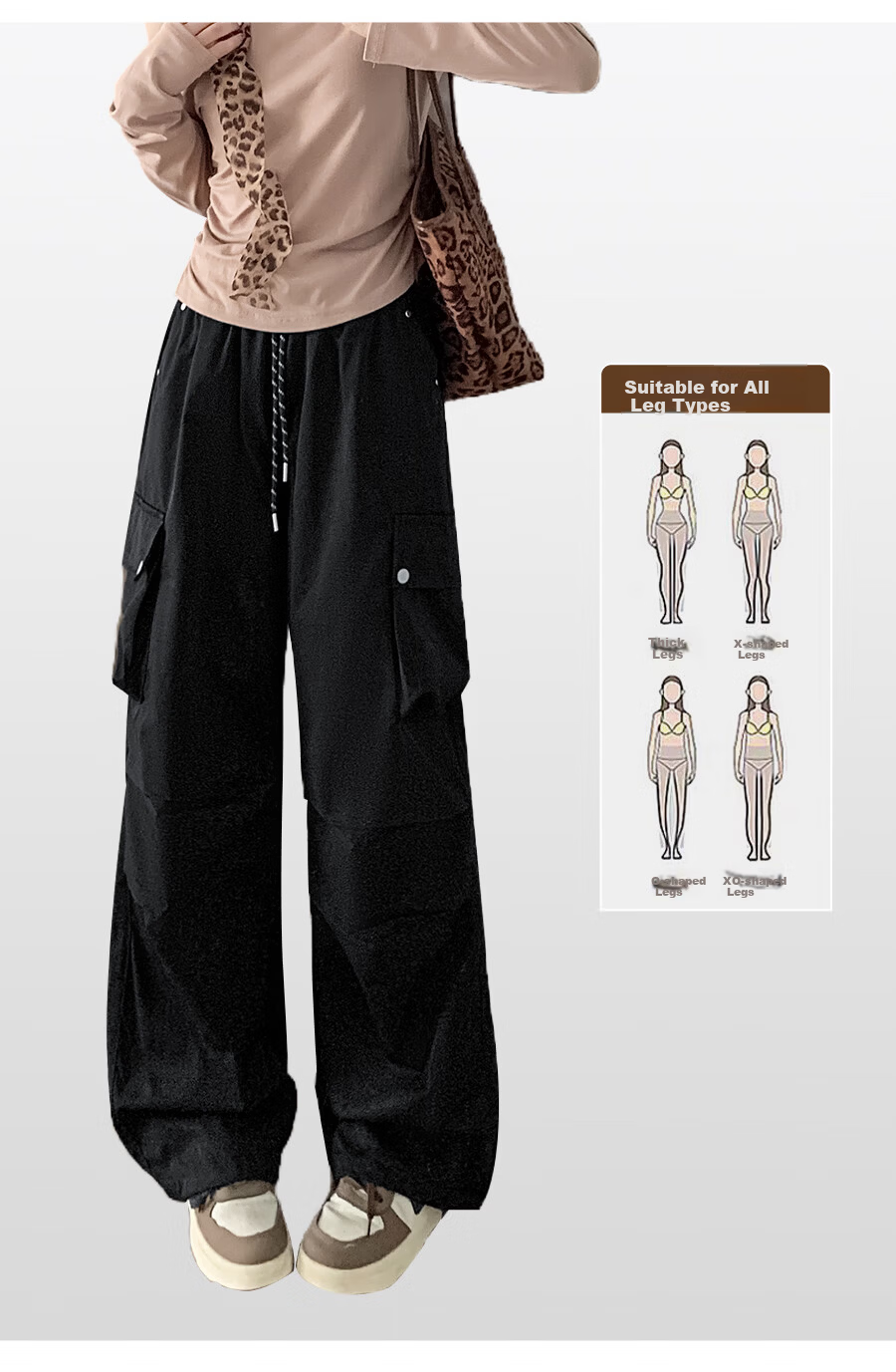 Borui American Workwear Pants 2026 New Autumn Women's Casual Loose Wide-Leg Outdoor Hiking Cargo Pants 5