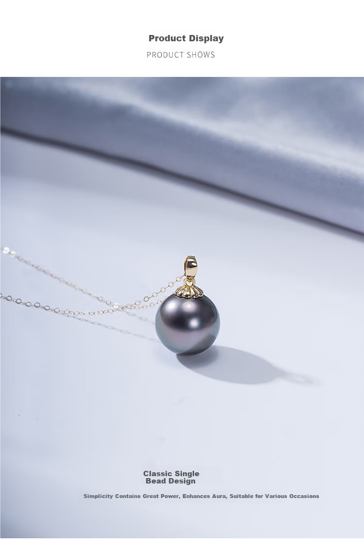Jingrun Pearl Necklace for Women 18K Gold Dream Sea Freshwater Pearl Pendant Tahitian Black Pearl Mother's Day Gift 3