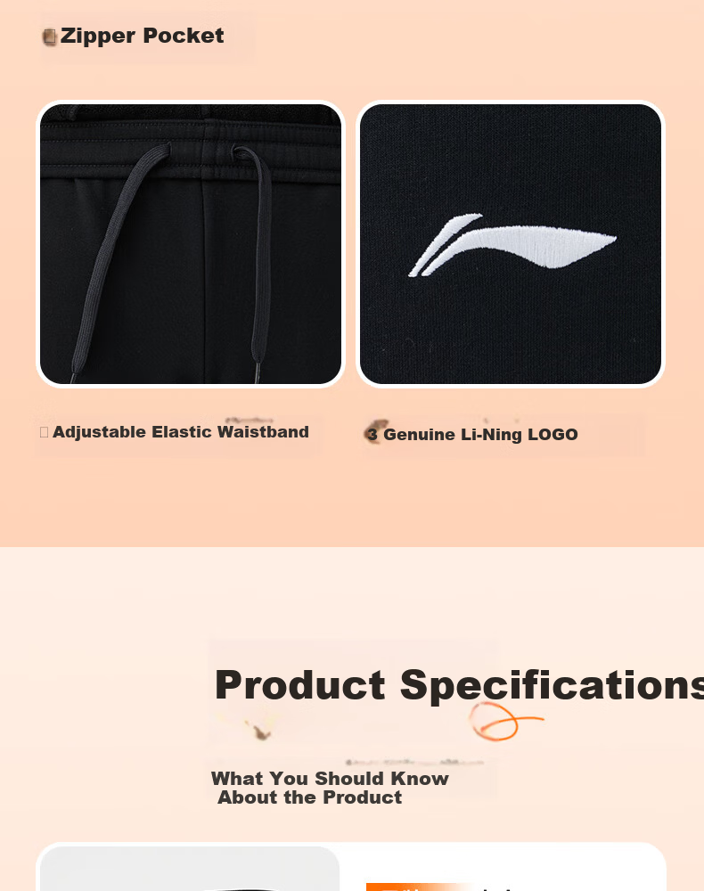 LI-NING Men's Autumn Winter New Black Casual Fleece-lined Straight-leg Sports Yoga Pants 13