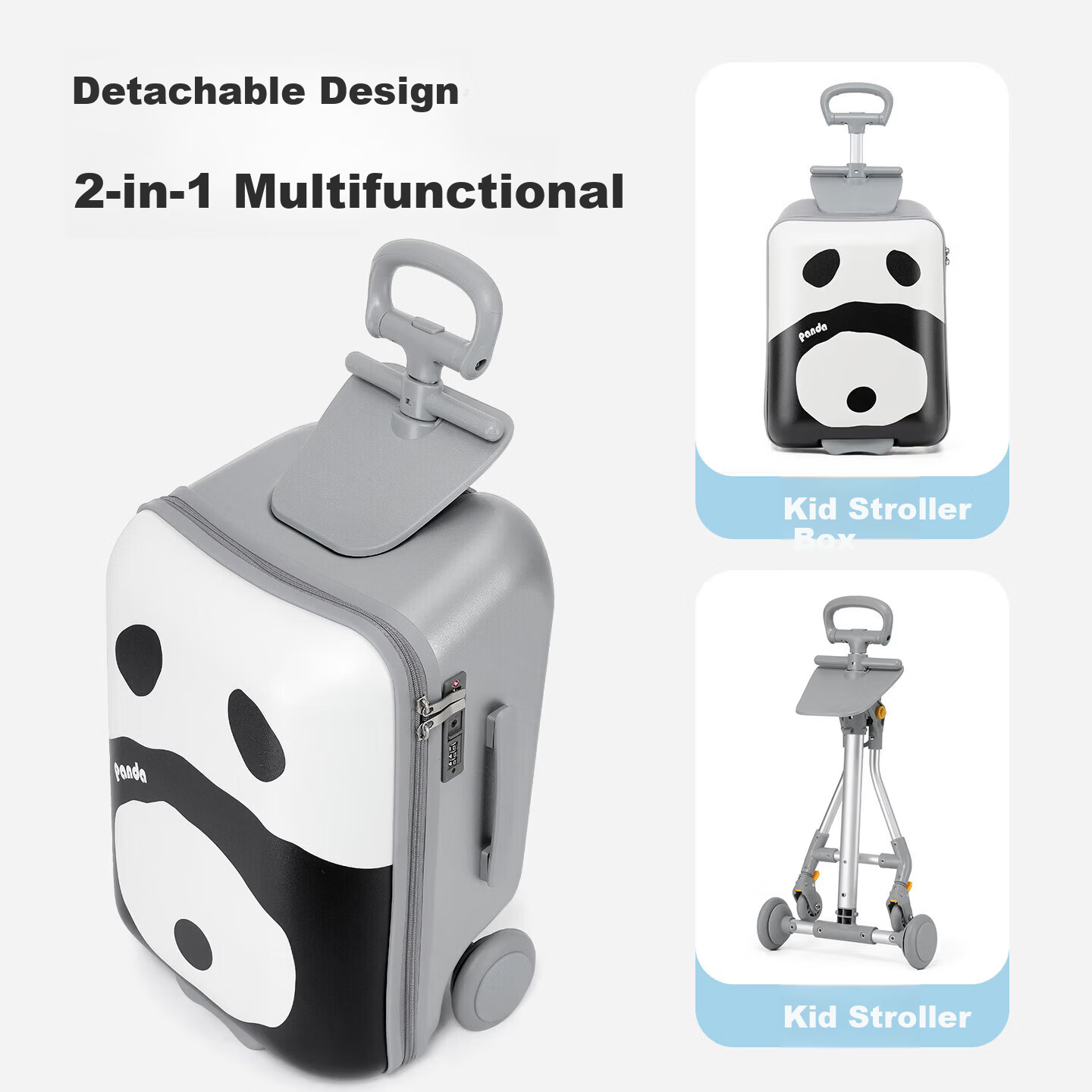 DELETE Kids Ride-On Luggage Suitcase with Detachable Handle for Travel and Boarding