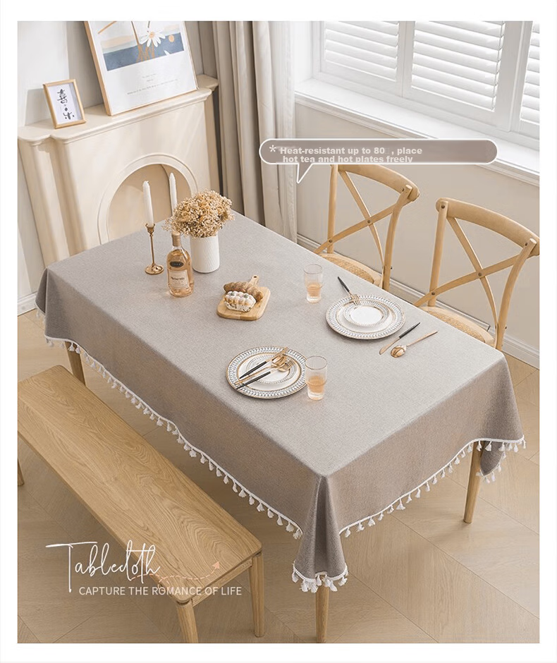 MUJI TPU Waterproof and Heat-Resistant Solid Color Tablecloth Rectangular Desk Cover 90x140cm Off-White 6