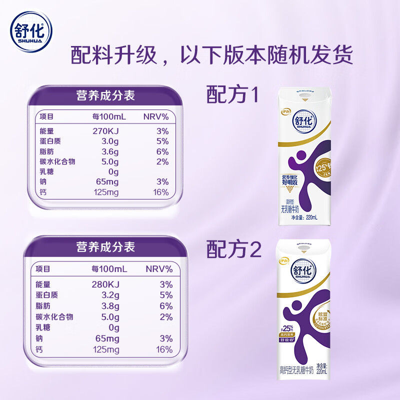 舒化【新鲜日期】0乳糖高钙奶220ml*24 牛奶 企业团购 礼盒装 3月