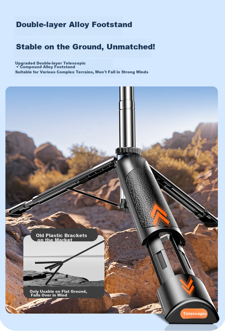Shuotu [Zoom Mini Tripod] Selfie Stick, Phone Stand, Floor-Standing Live Streaming Stand, Handheld Portable Travel Gadget, Zoomable Photography Tool, 360° Rotatable 8
