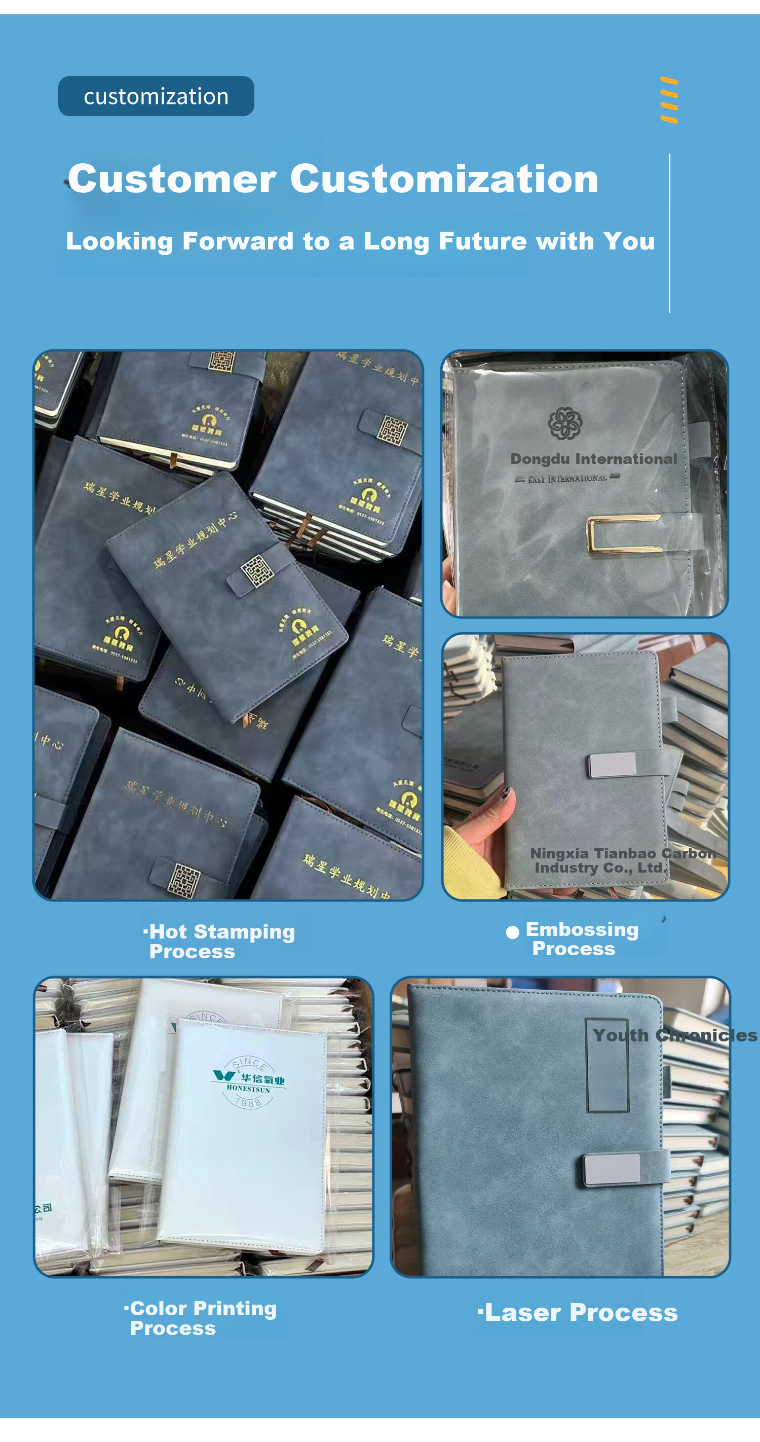 Aohan Simple 200-Page Thickened A5 Sheepskin Cover High-Value Business Notebook Work Meeting Diary Student Customizable Logo Gift Box Single Mist Blue 5