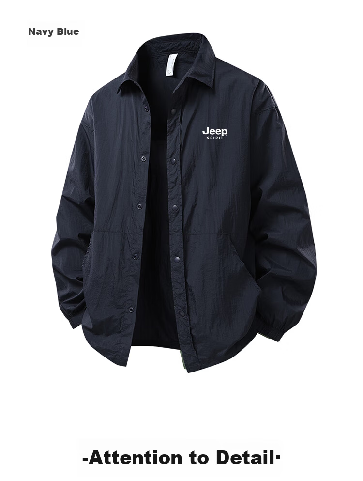 JEEP SPIRIT Men's Summer Shirt Jacket Casual Sun Protection Ice Cooling Quick-Dry Loose Fit Polo Shirt Navy Blue M 5