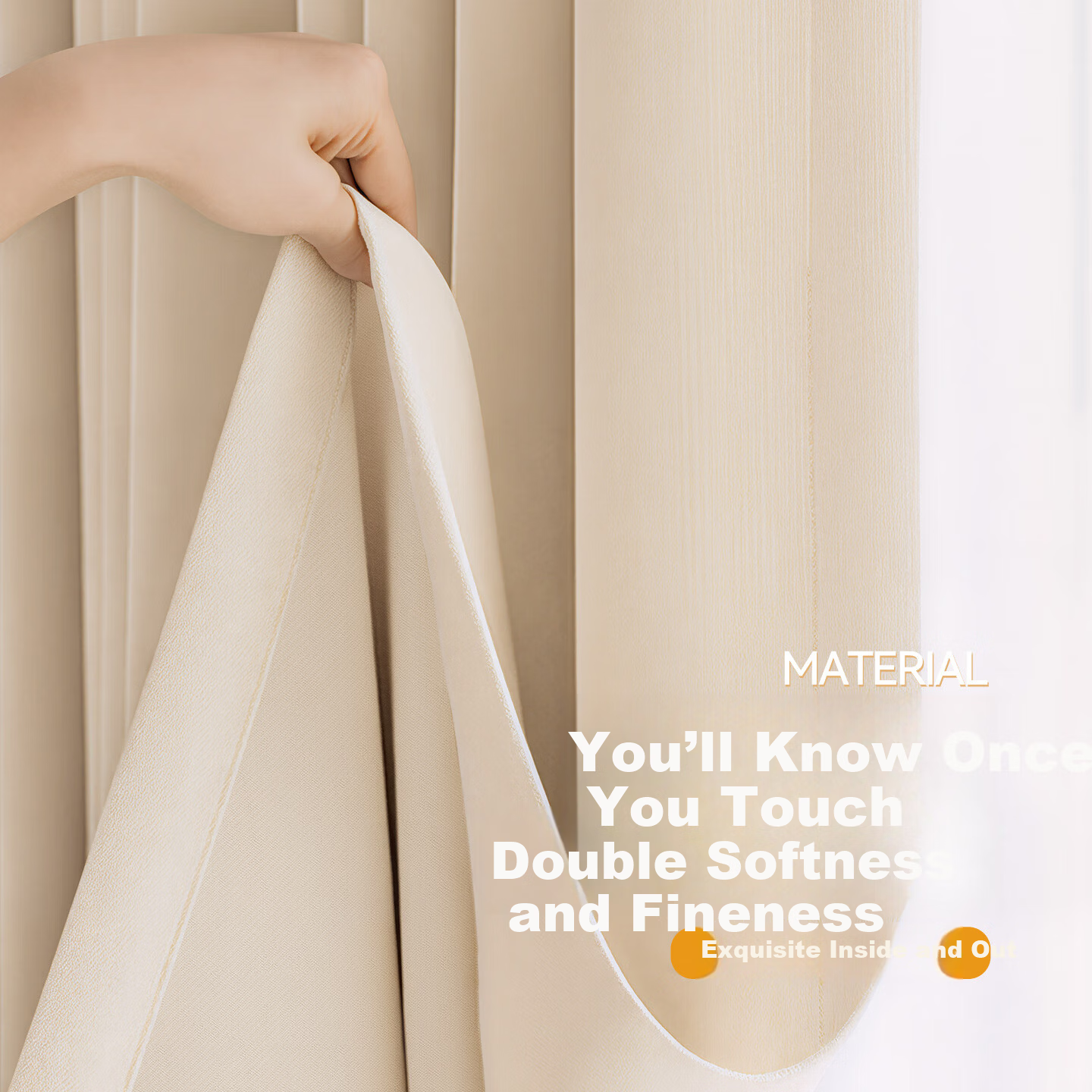 Golden Cicada Home Blackout Double-Sided Chenille Curtains Hooked Cream Color 270x250cm