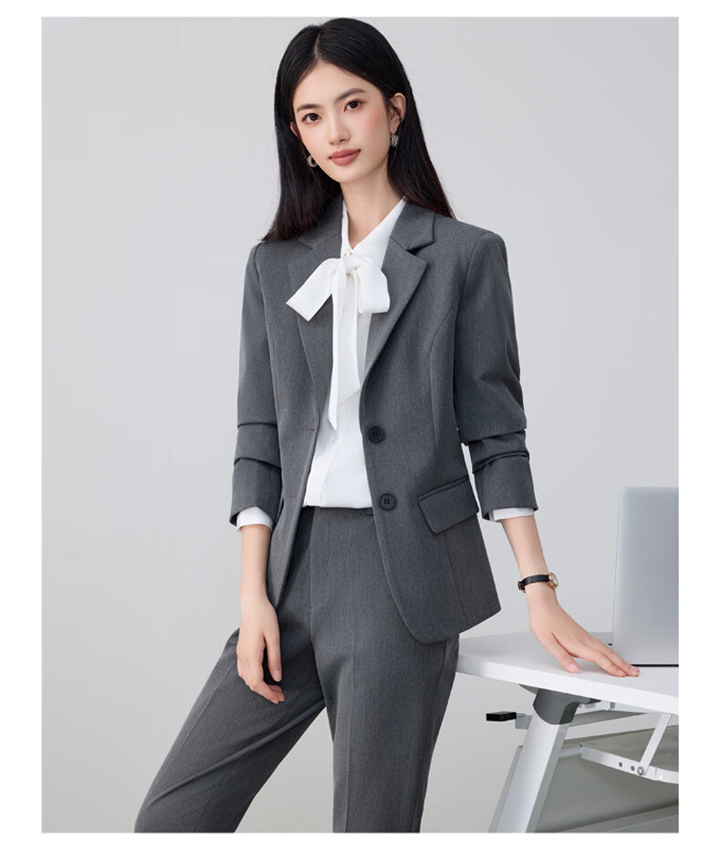 Chaoxu White Long Sleeve Bow Tie Shirt Women's Professional Slim Fit Elegant Casual Blouse 3