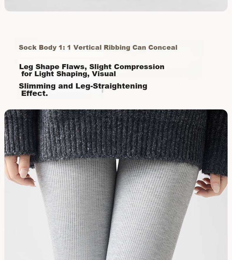 Youkeshu Women's Vertical Stripe Thickened Thermal Leggings Autumn Winter Slimming Cotton Pants Gray 3