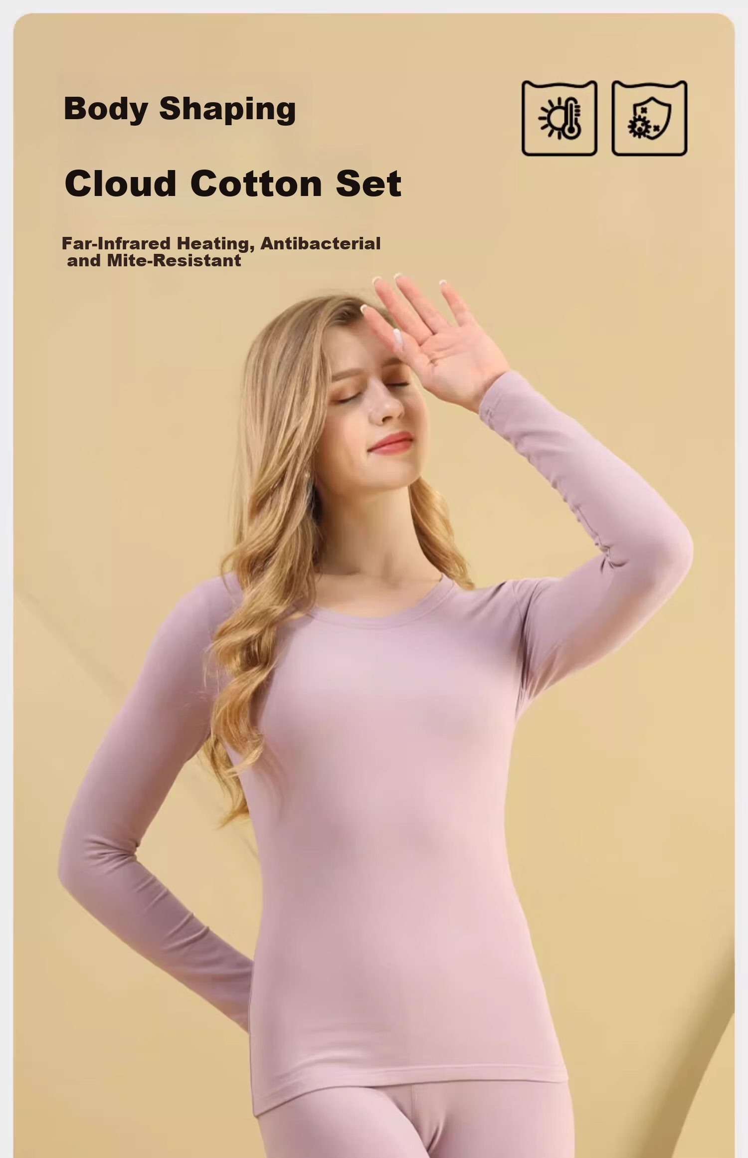 GRACEWELL Women's Pure Cotton Thermal Underwear Set Autumn Winter Cloud Feel Cotton Long Johns Light Pink XL 1