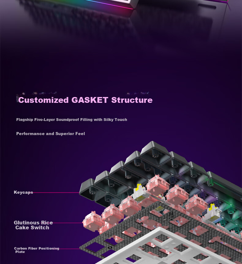 Hyeku MAG68 Magnetic Axis Custom Mechanical Keyboard Wired Hot-Swappable Aluminum Alloy 68-Key Kailh Glutinous Rice Switch Aurora RT Mode 8
