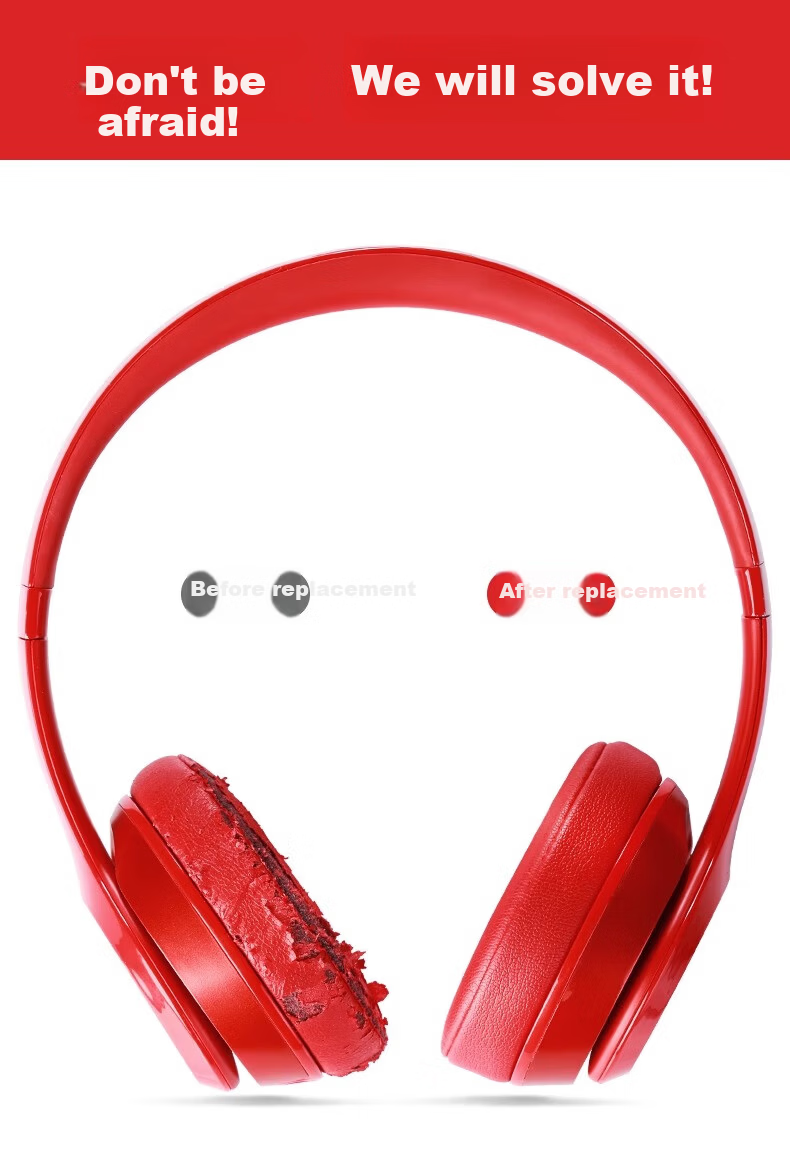 Penggu Replacement Ear Cushions for Beats Solo3 Wireless Headphones, Compatible with Solo2, Genuine Sheepskin Leather Ear Pads, White 4