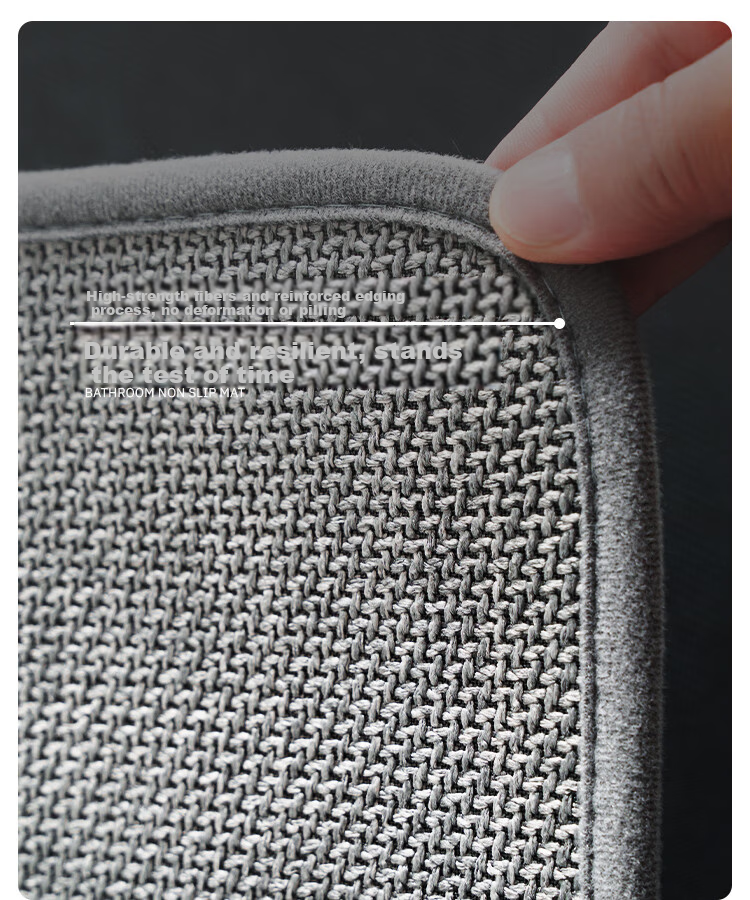 Cartifia Bathroom Mat Absorbent Quick-Dry Non-Slip Anti-Fall Linen Texture Thickened Rattan Gray 50*80cm 6