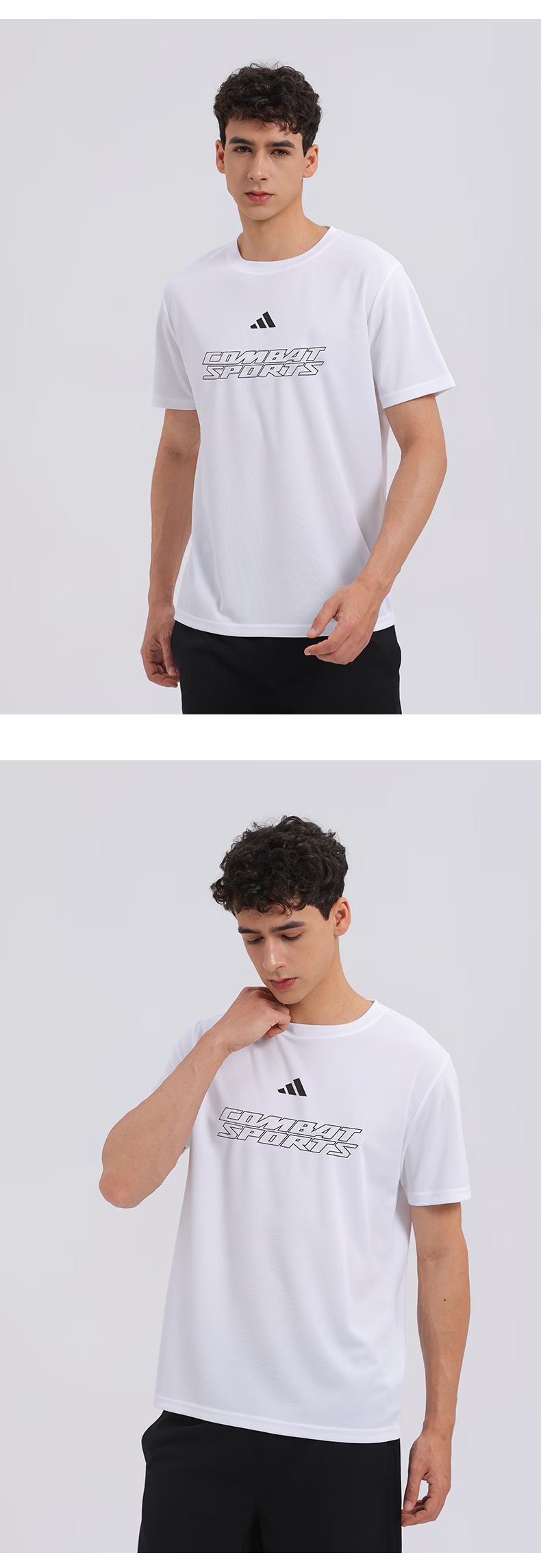 Adidas Quick-Dry Breathable Sports Short-Sleeve Lightweight Skin-Friendly Fitness Running Training T-Shirt, Black/white, Size S 6