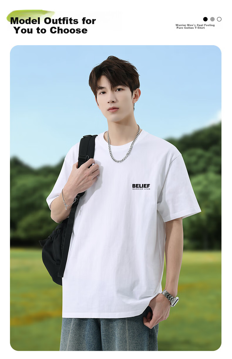 Warrior Short-Sleeve Men's T-Shirt, Summer Xinjiang Cotton Round Neck Undershirt, Versatile Top, Breathable Loose-Fitting Athletic Fitness Wear 8