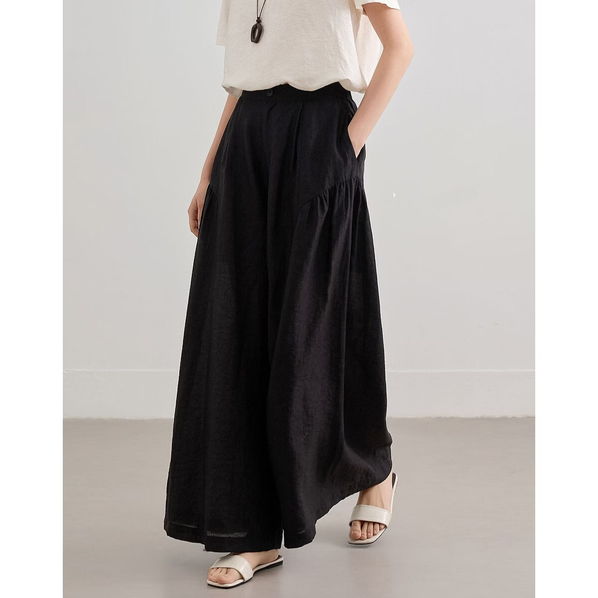 Demana [Light Oxygen Lyocell] Summer National Style New Chinese Dark Pattern Jacquard Nine-Point Wide-Leg Premium Women's Casual Pants