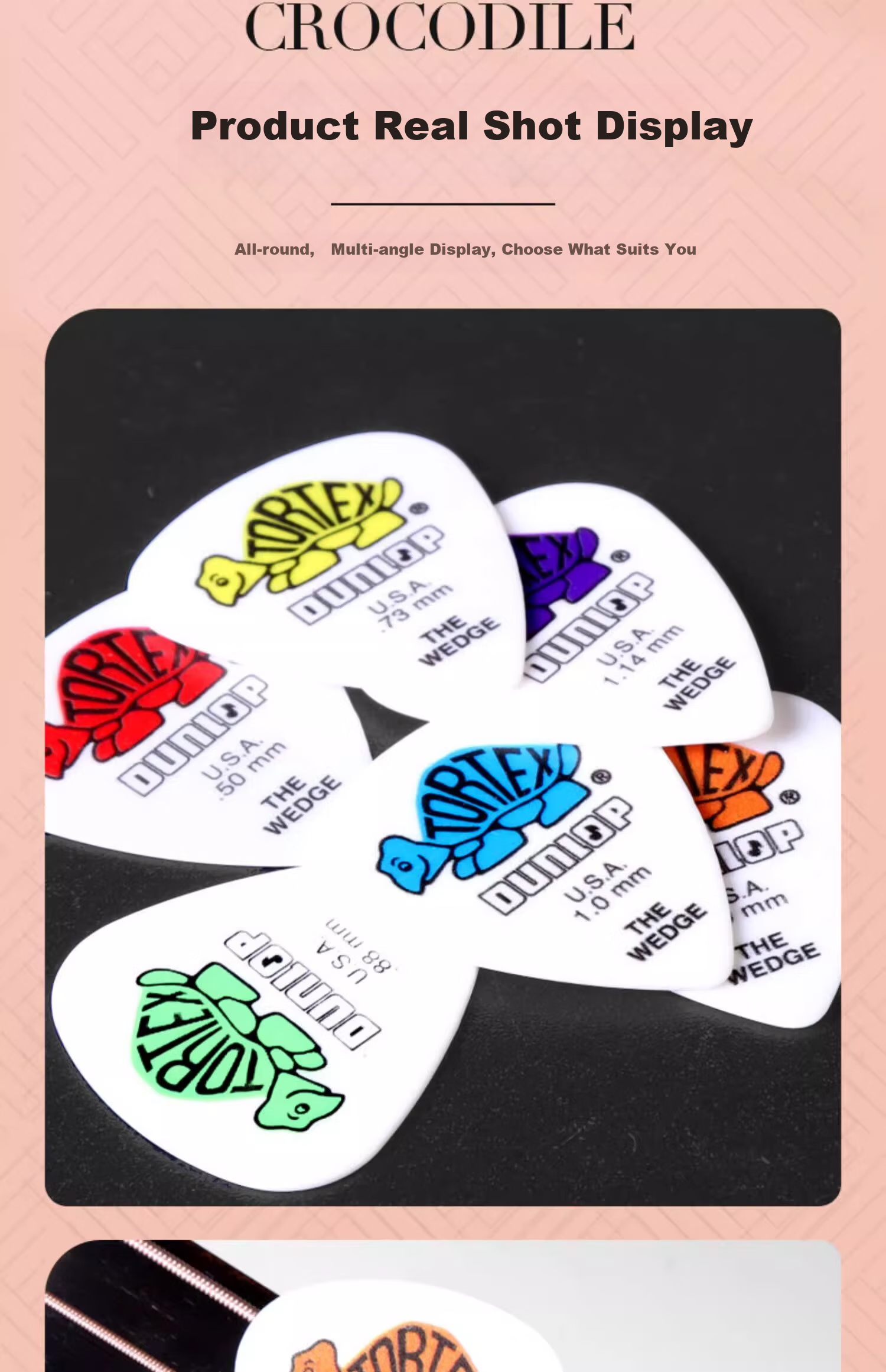 DUNLOP Colored Little Turtle Guitar Picks, Acoustic Folk String Skimming Quick Play, 424R Series, 6 Picks with Varying Thickness 18
