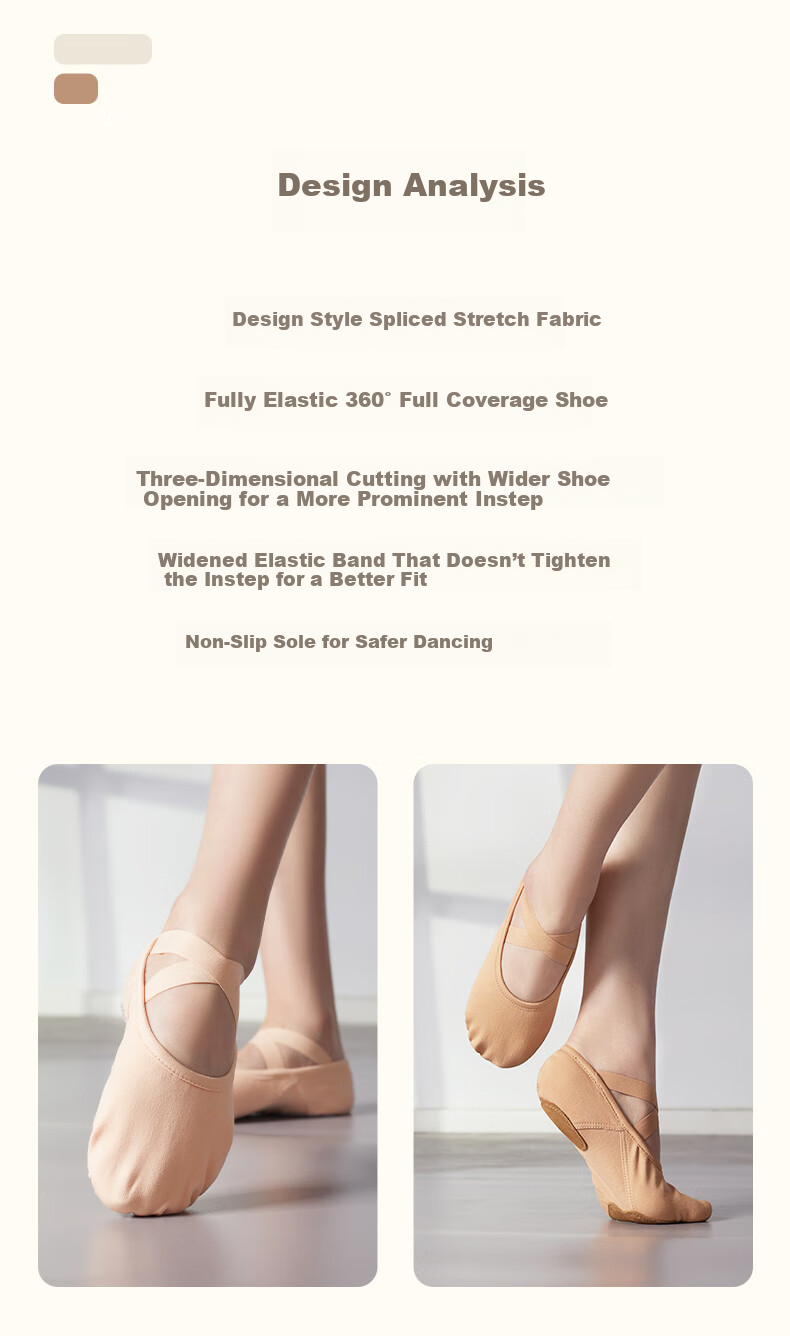 TIEJIAN Dance Shoes Adult Children Spliced Elastic Fabric Ballet Practice Shoes Unisex Chinese Classical Dance Shoes Camel Color Size 37 3