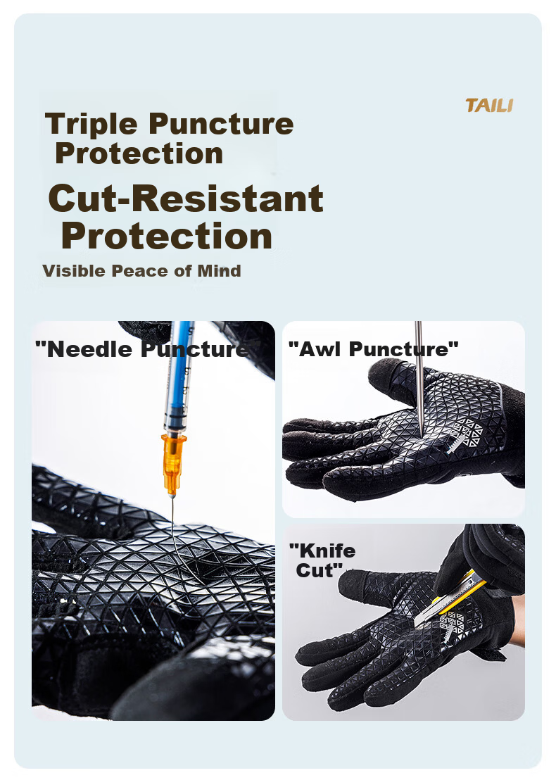 Taili Cut-Resistant Gloves Outdoor Mountaineering Hiking Tactical Cycling Motorcycling Beachcombing Sports Fitness Gardening Work Safety Protection Unisex Gloves Size S Black 3.0 5
