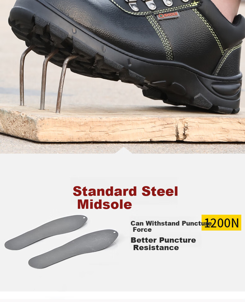 Weierdun Safety Shoes for Men, Breathable Steel Toe Cap, Puncture-Resistant, Wear-Resistant, Waterproof Construction Site Work Shoes 9215-1 Size 39 7