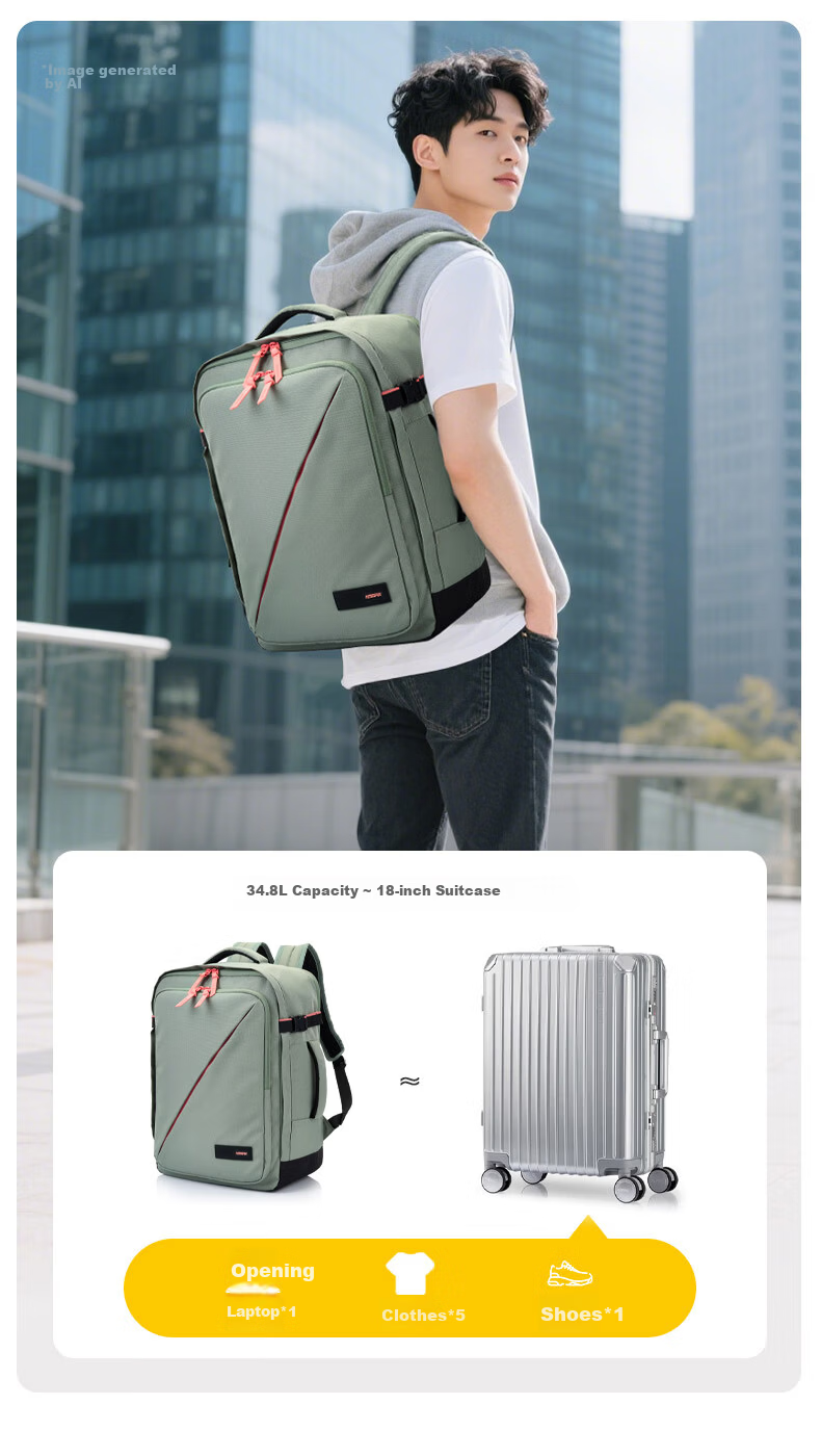 AMERICAN TOURISTER 15.6-inch Large Capacity Backpack Laptop Bag Casual Travel Bag 91G Navy Blue/Orange 4