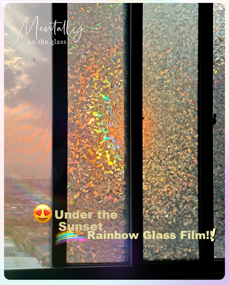 Xinuo Frosted Glass Sticker Translucent Privacy Window Film for Balcony Kitchen Bathroom Rainbow Glass Anti-Peeping Film 4
