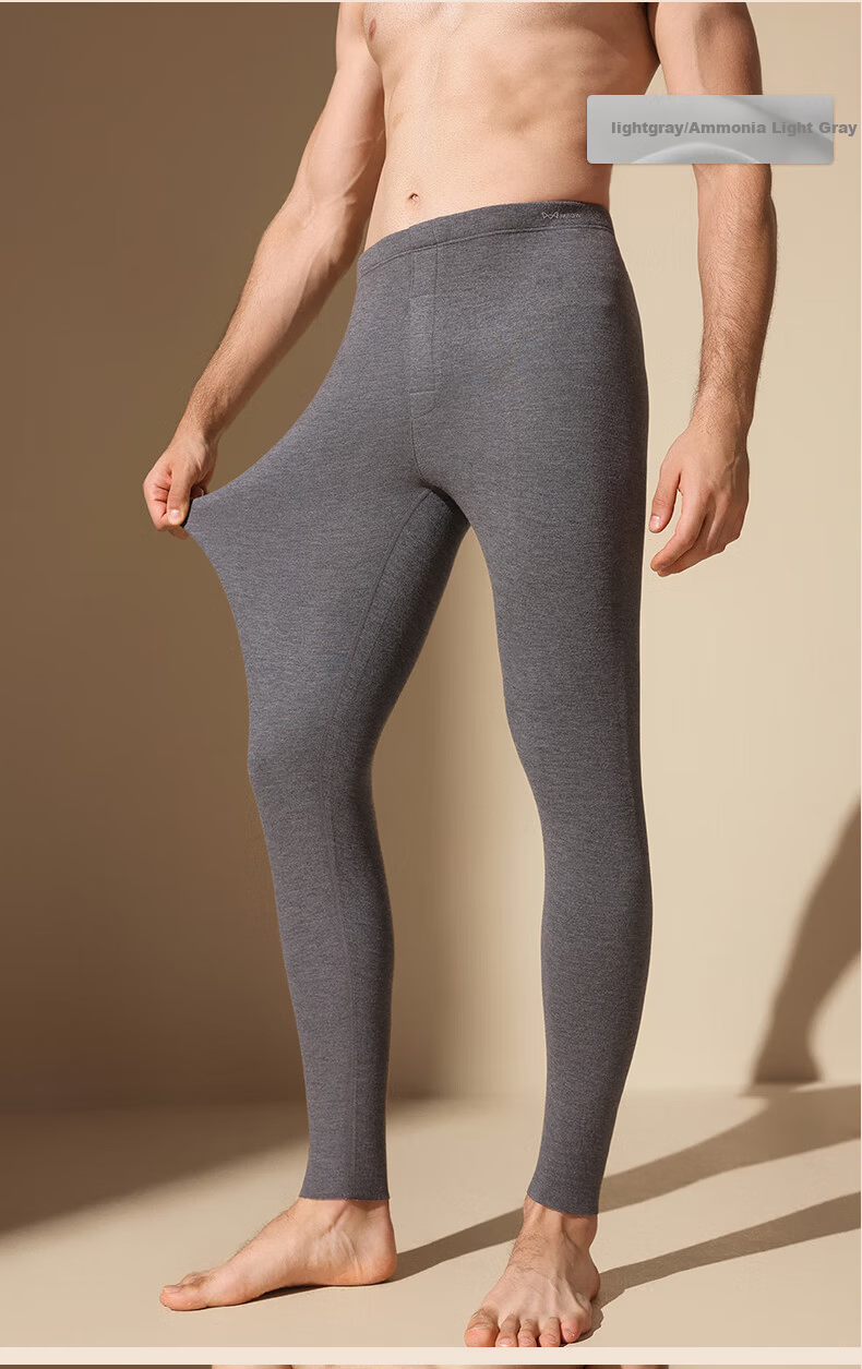 Miiow [Goose Down Tencel] 2026 New Men's Thermal Pants Fleece Lined Thickened Autumn Winter Seamless Long Johns Leggings 5