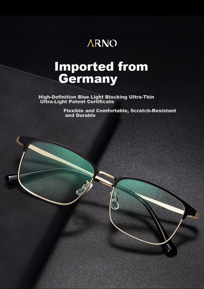 ARNO FOCUS ON YOUR EYES Imported Anti-Blue Light Reading Glasses for Men, High-Definition Ultra-Light Presbyopic Glasses for Middle-Aged And Elderly, High-End Genuine Brand E9092J 250 Degrees 1