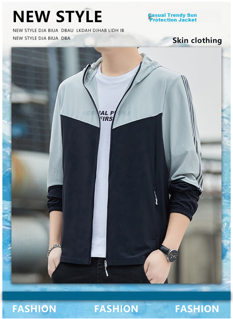 ROMON Men's Summer Ice Silk Breathable Casual Outdoor UV Protection Fishing Quick-Dry Jacket 1226 Dark Blue L 2