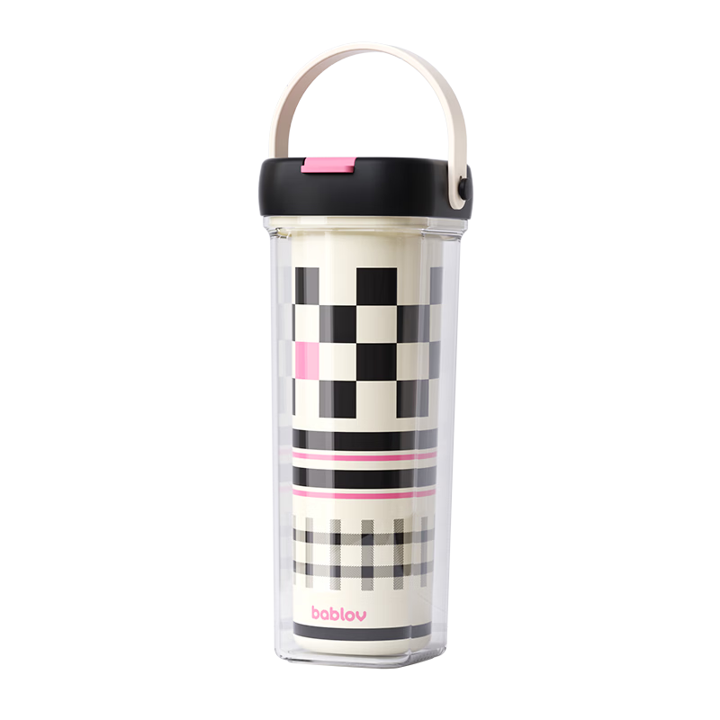 BABLOV Flower Companion Forest Straw Cup for Girls High-Value Tritan Plastic Water Bottle Summer Portable Double-Layer Travel Cup for Students