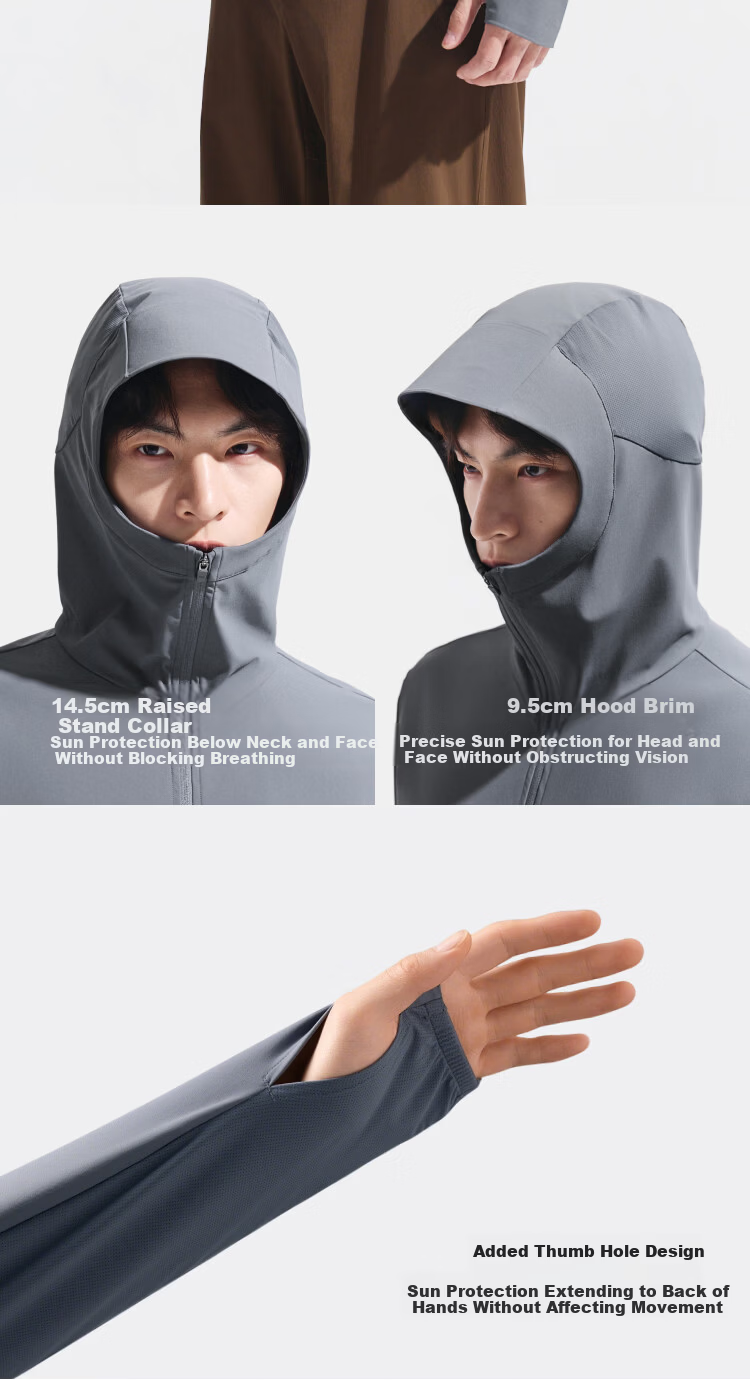Beneunder Men's Sunscreen Jacket UV Protection Ice Silk Cooling Quick-Dry Breathable Fishing Coat AL017 Frost Milk White L 10
