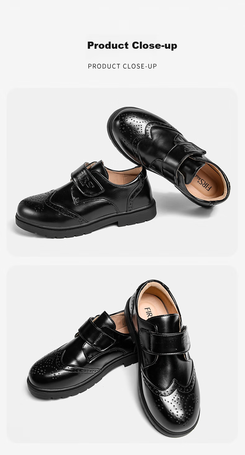 FIRS Boys Soft Sole Leather Shoes Black British Style Performance Dress Shoes for Boys Black Size 32 9