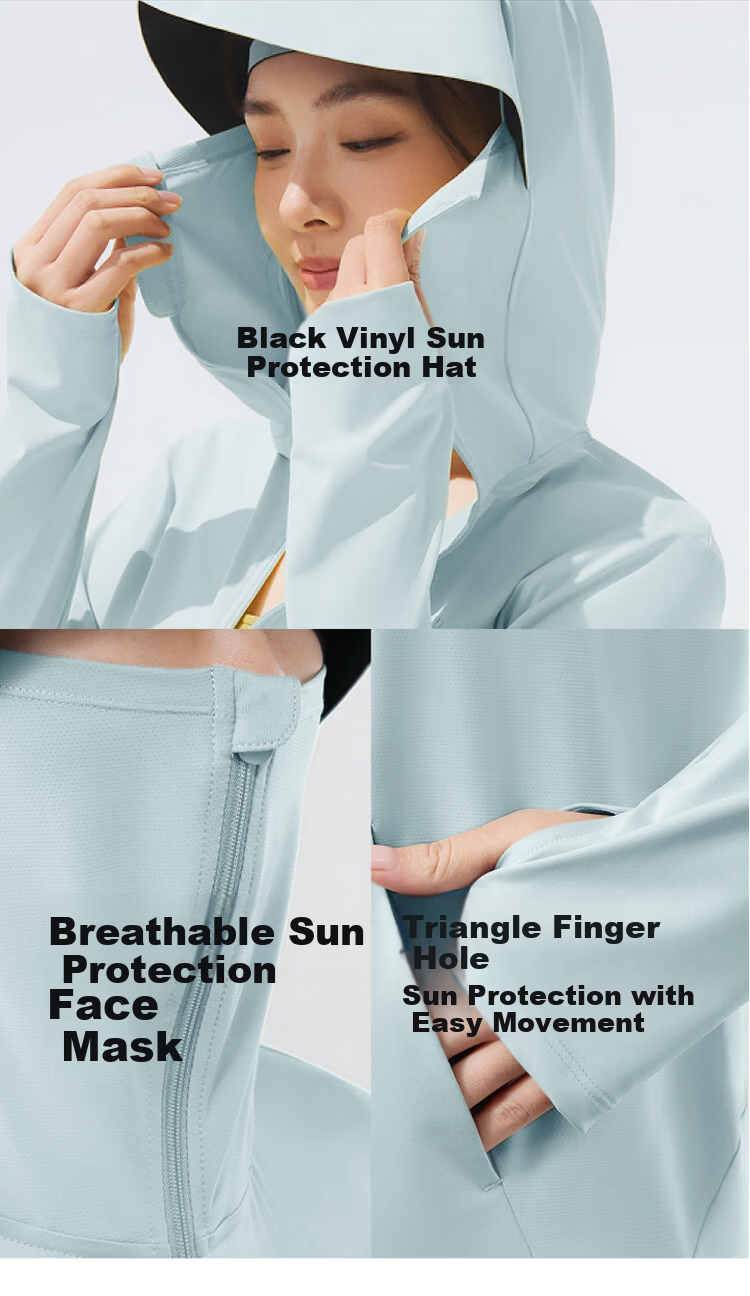 Beneunder Women's Sunscreen Jacket Spring Summer Cooling UV Protection New AL818 Light Cloud Blue 2XL 7