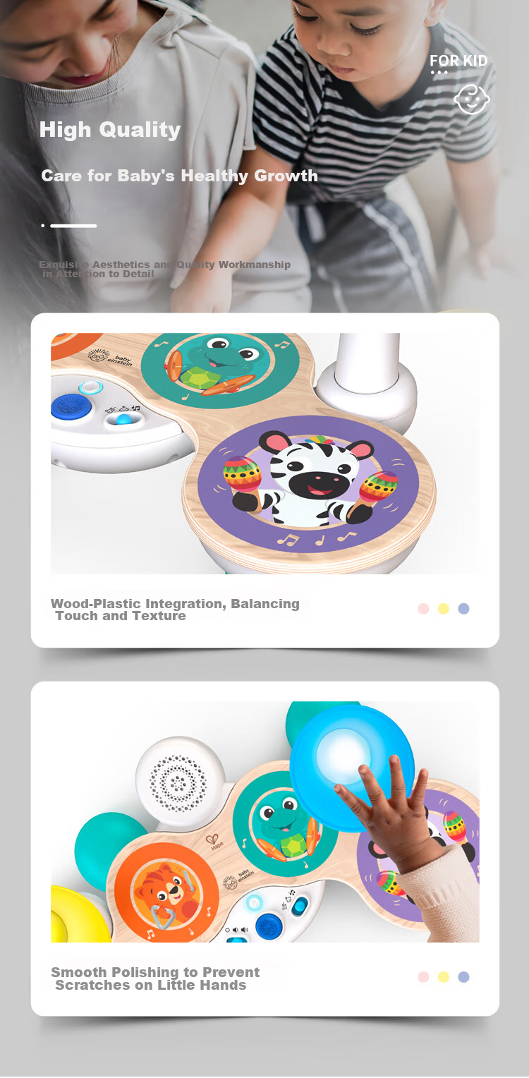 Hape Kindergarten Teaching Tool, Beginner's Jazz Drum Set with Smart Mixing Touch Control Drums, Gift for Boys And Girls, 800-900 6