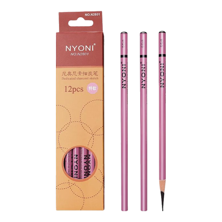 NYONI Soft Charcoal Pencil Art Sketching Tool Set for Students, Soft Carbon Pencil, Colored White Charcoal Pencil, Quick Sketch, Extra Soft to Medium Hard Carbon 14B Pencils, Professional Art Supplies