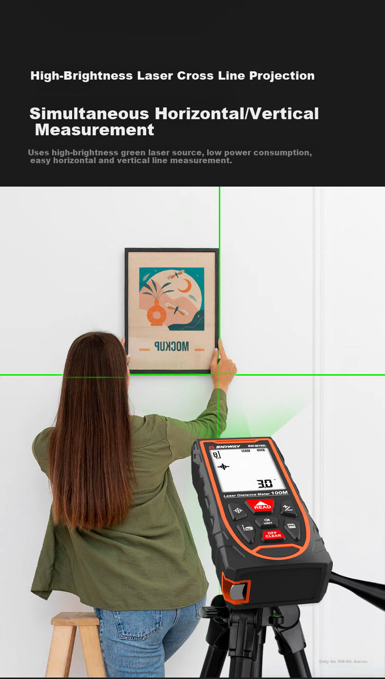 Shendawei Laser Distance Meter High-Precision Infrared Cross Line Level Electronic Measuring Ruler Room Measurement Instrument SW-M50L 7