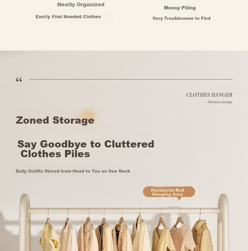 Shanshan Wooden Floor-Standing Clothes Hanger Coat Rack Bedroom Garment Rack Mobile Balcony Storage Shelf 6