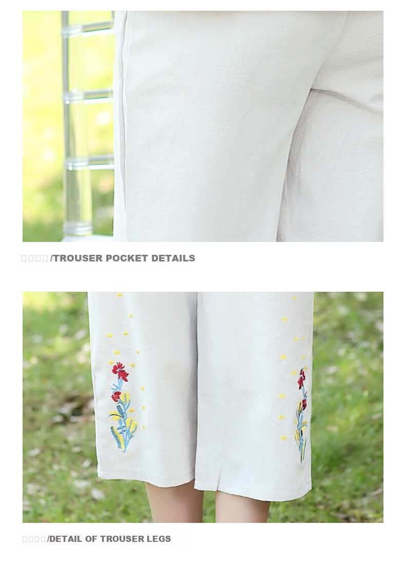 Hengyuanxiang Middle-aged Mom Summer Cotton Embroidered Short Sleeve T-shirt Casual Homewear Cotton Linen Women's Clothing for Middle-aged and Elderly 15