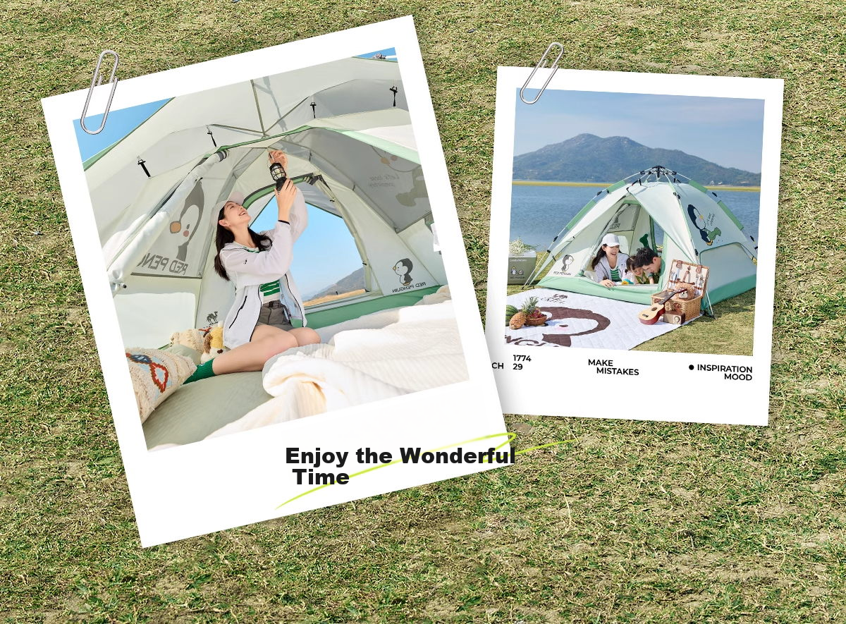 CAMEL Outdoor Penguin Tent, Portable Folding Tent, Automatic Quick-Open, Rainproof, Sun-Resistant, Thickened, for Wilderness Camping B004 26