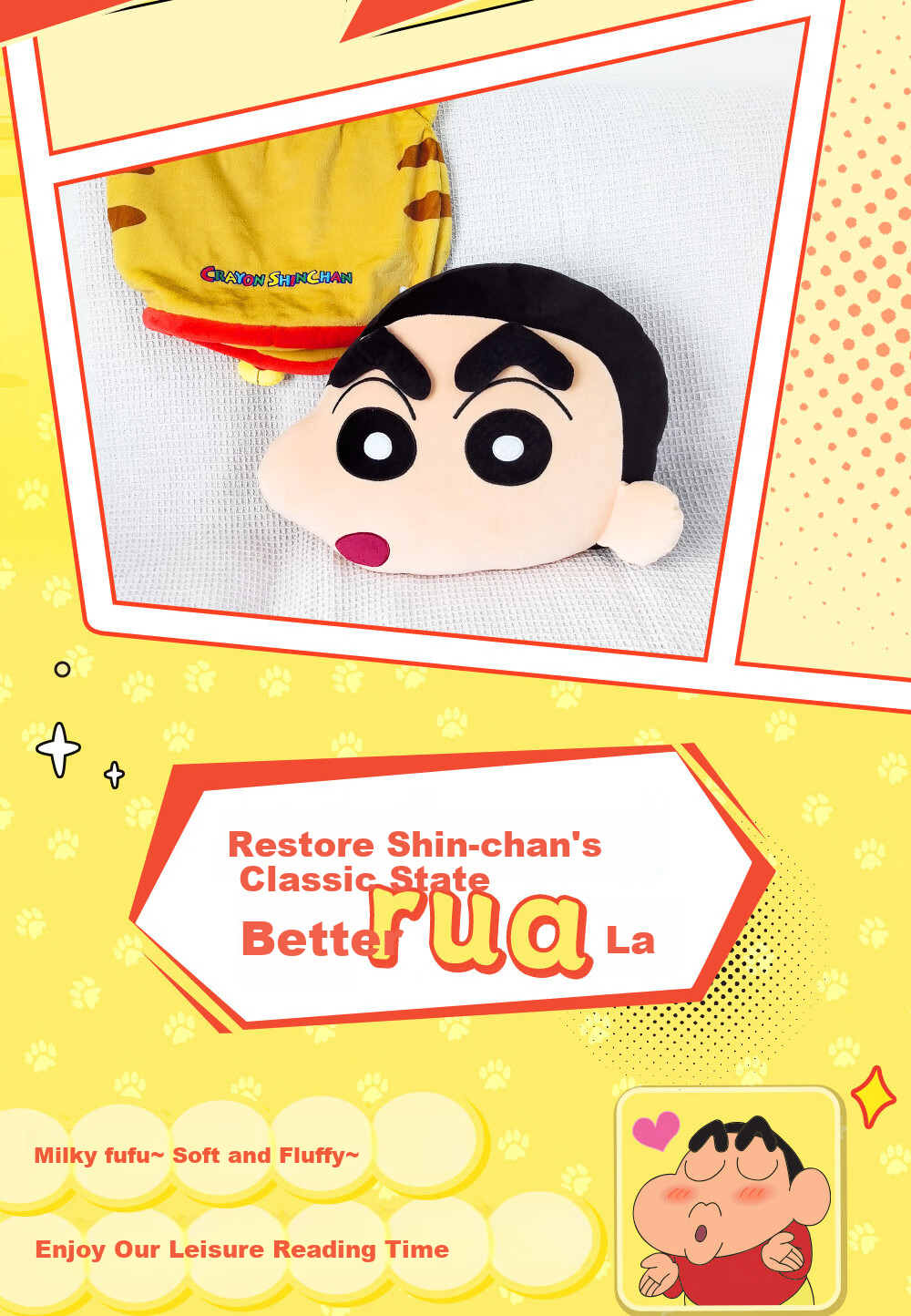 52TOYS Crayon Shin-chan Kasukabe Party Plush Blind Box Keychain Toy Set of 6 Birthday Gifts 4