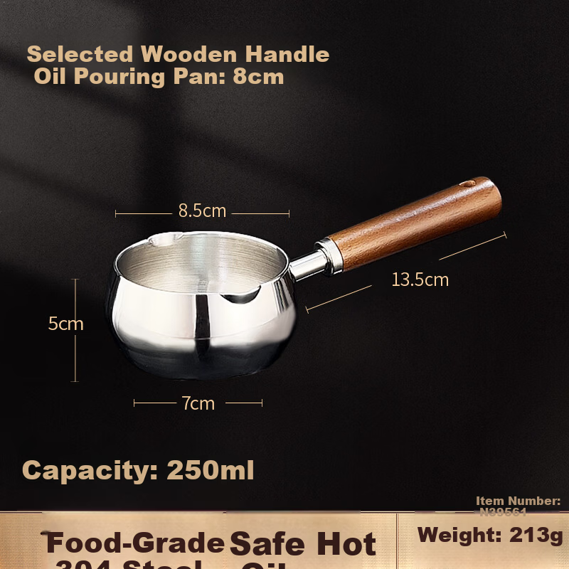SSN Thickened 304 Stainless Steel Oil Pouring Pot for Heating Oil, 10cm 1