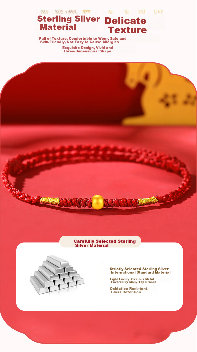 ALLOVE Year of the Horse 2026 Zodiac Silver Red String Bracelet for Women Birthday Gift for Girlfriend Wife 4