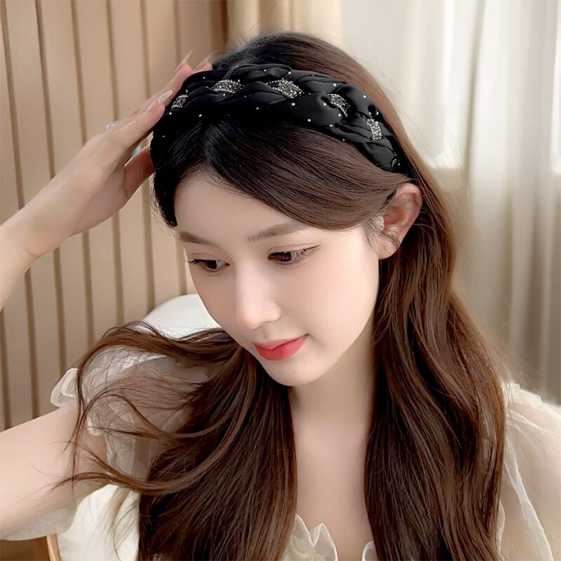 Idair High Crown Rhinestone Headband Women's Elegant Hairband Face Washing Hair Clip Birthday Gift