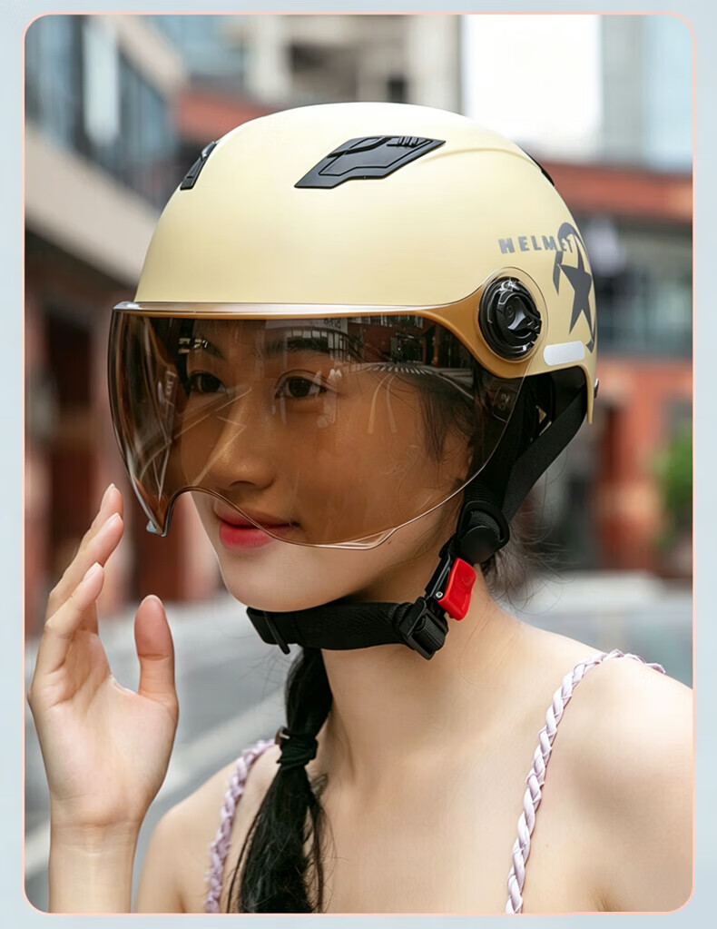 Adandyish Motorcycle Helmet 3C Certified New National Standard A Electric Bike Helmet Unisex Summer Sun Protection Safety Cap Four Seasons Lightweight Half Helmet 805 Matte Black 17