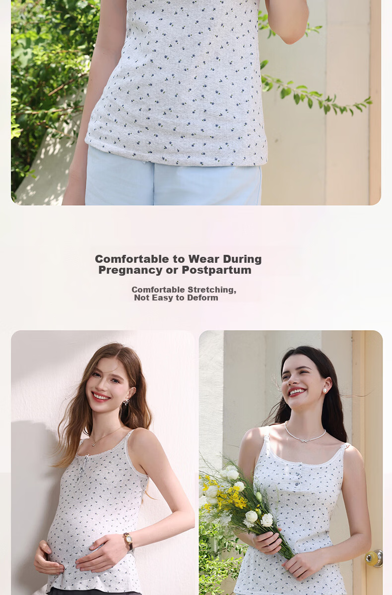 FENYE Nursing Tank Top with Chest Pad Anti-Sagging Postpartum Breastfeeding Outing Shirt L 13
