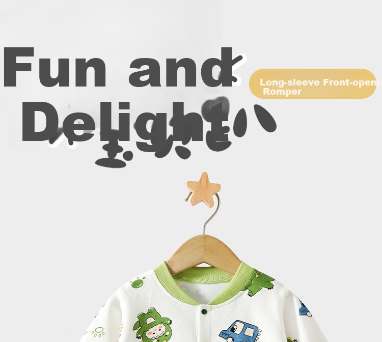 Badi Badi [Gift for Expectant Moms] Spring and Autumn Pure Cotton Romper Baby Infant Front-Opening Jumpsuit 66cm 1