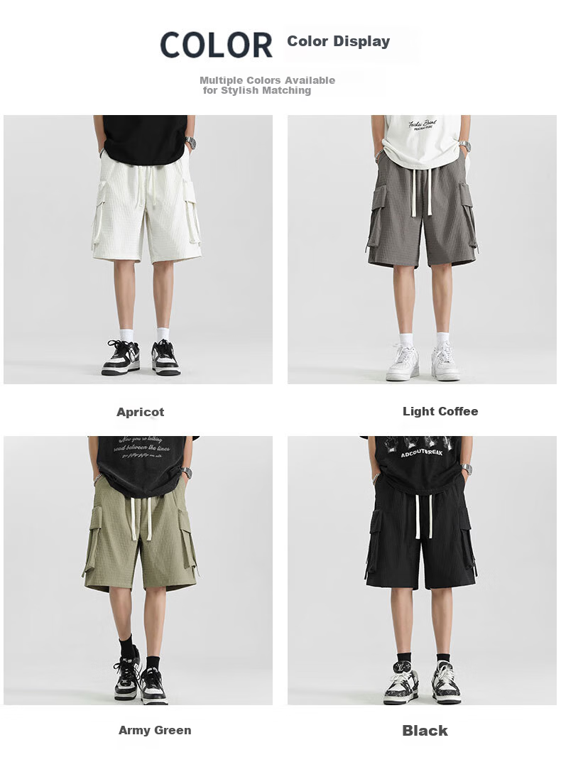 EASTERN CAMEL Men's Trendy Comfortable Lightweight Breathable Casual Sports Basketball Shorts Outdoor Quick-Dry Workwear Loose Fit Knee-Length Pants 4