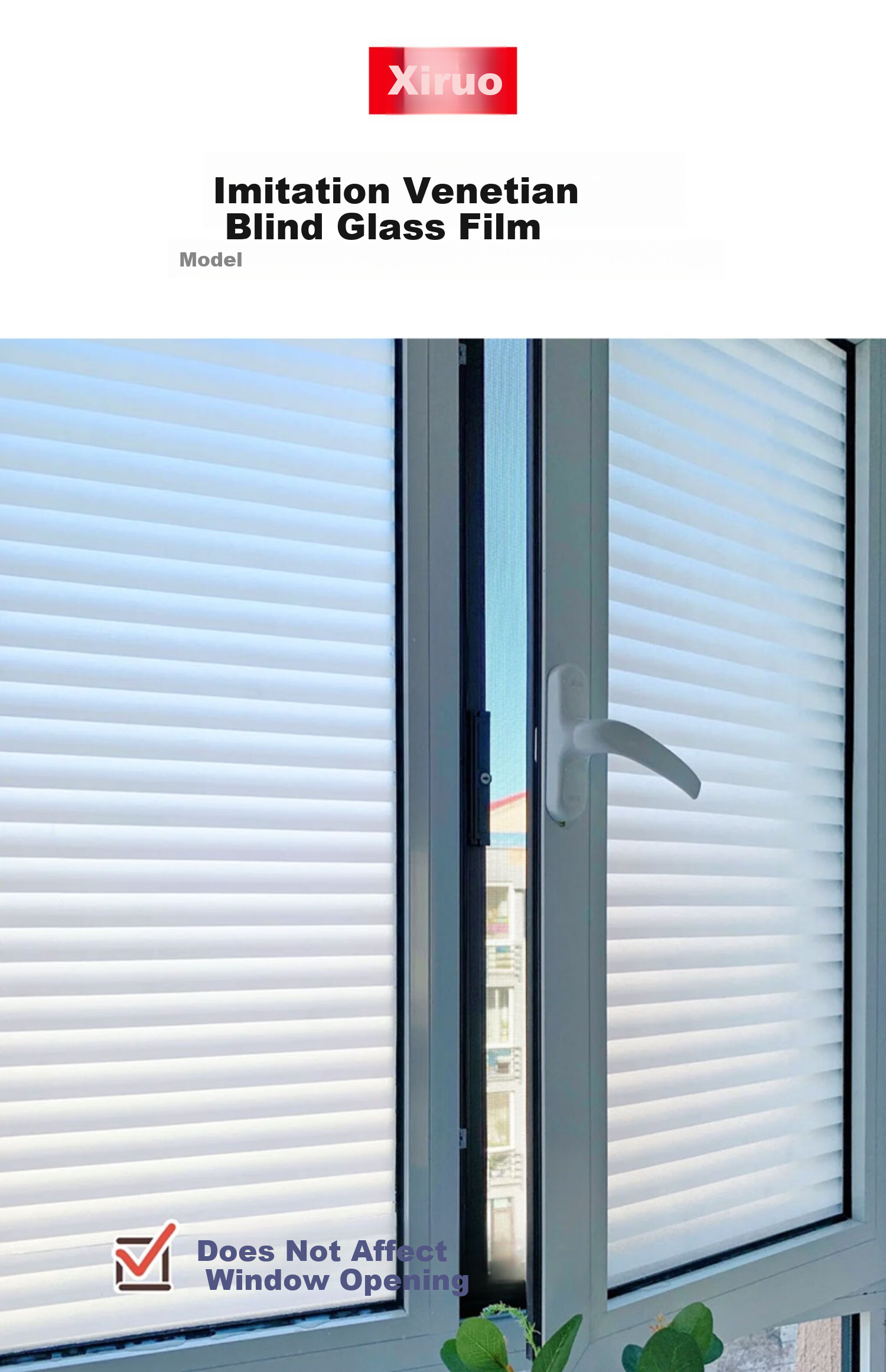 Xinuo Faux Venetian Blinds Glass Sticker Privacy Window Film for Bathroom and Bedroom Anti-Peeping Static Cling 60x300cm 1