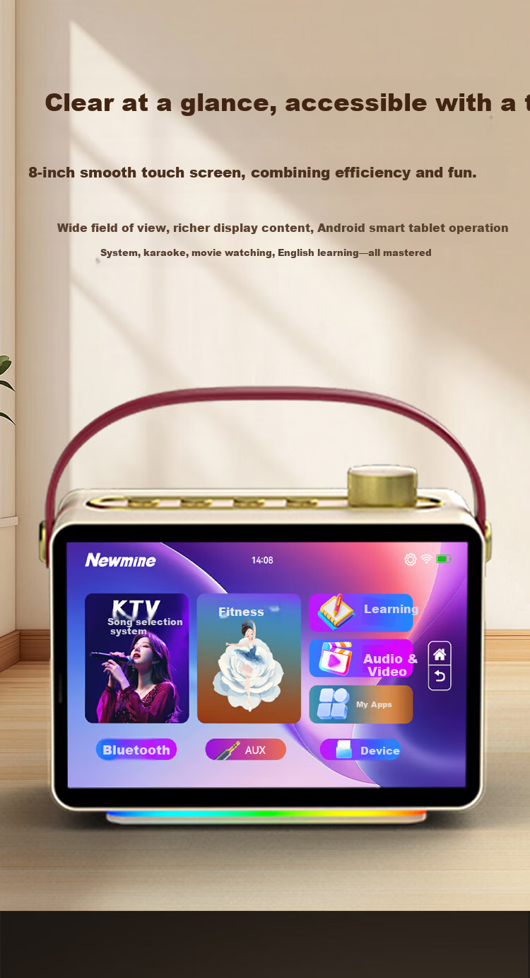 Newmine MC73 Karaoke Microphone Speaker All-In with Built-In Sound Card And Microphone, Wireless Microphone, Xiaomifeng Amplifier, Recording Live Streaming TV Mobile Bluetooth Karaoke Device 4